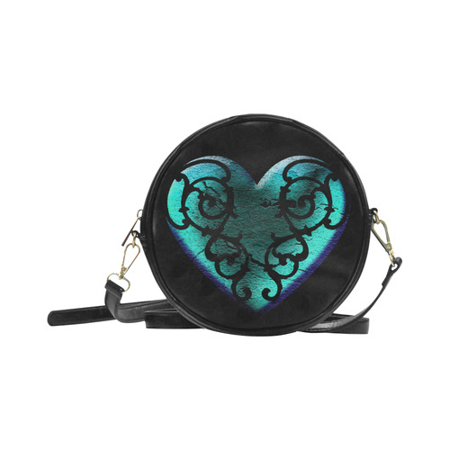 Filigree Blue Heart Round Sling Bag (Model 1647)