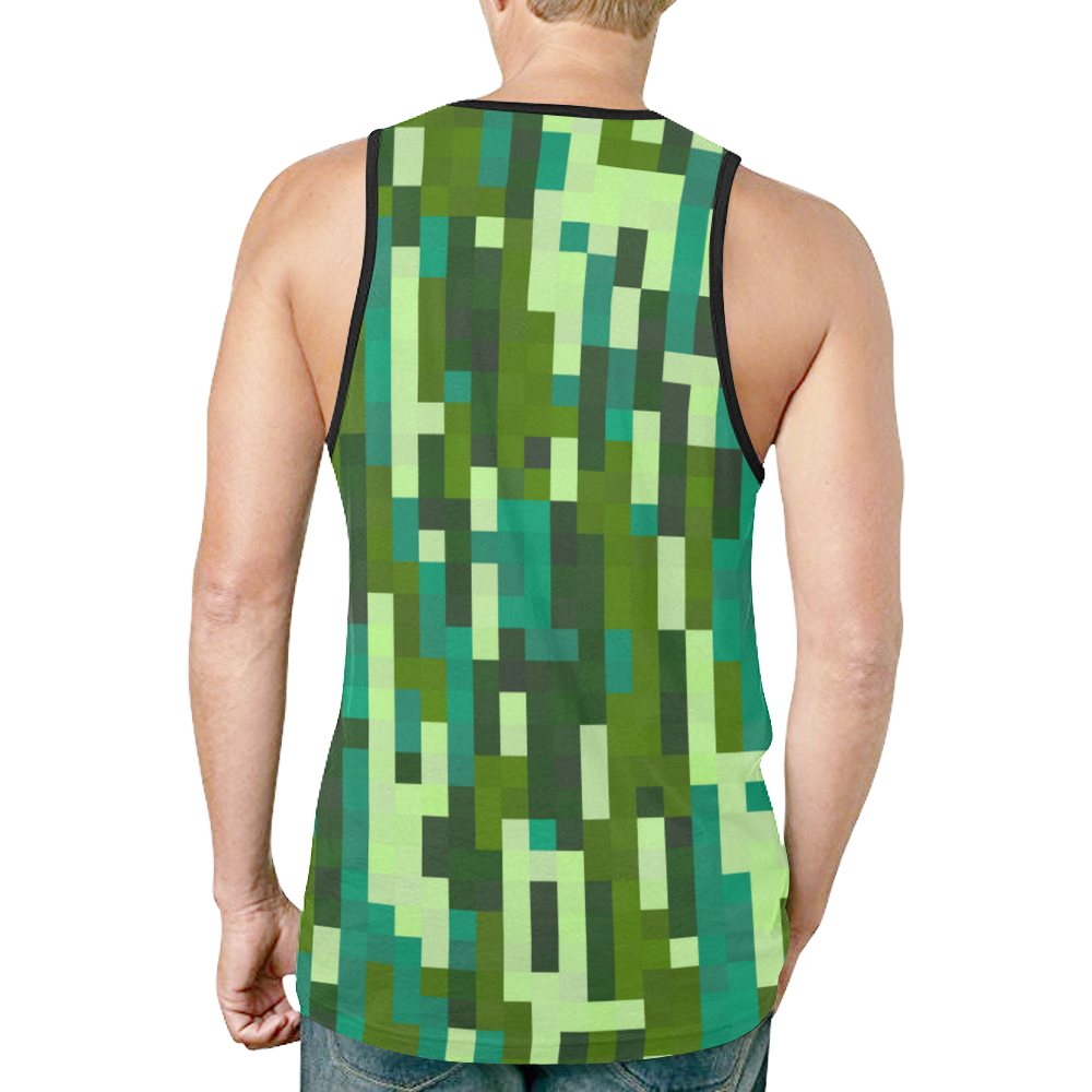 green and turquoise pixel art New All Over Print Tank Top for Men (Model T46)