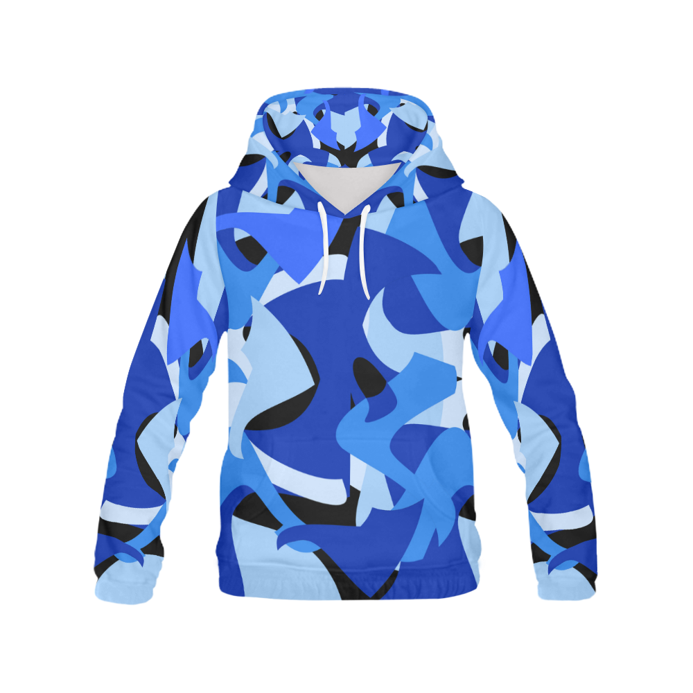 A201 Abstract Blue Camouflage All Over Print Hoodie for Men/Large Size (USA Size) (Model H13)
