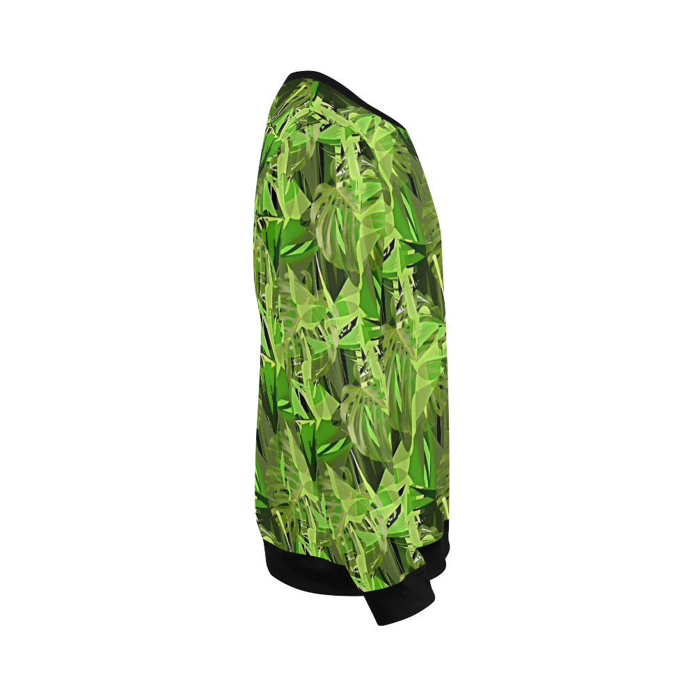 Tropical Jungle Leaves Camouflage All Over Print Crewneck Sweatshirt for Men (Model H18)