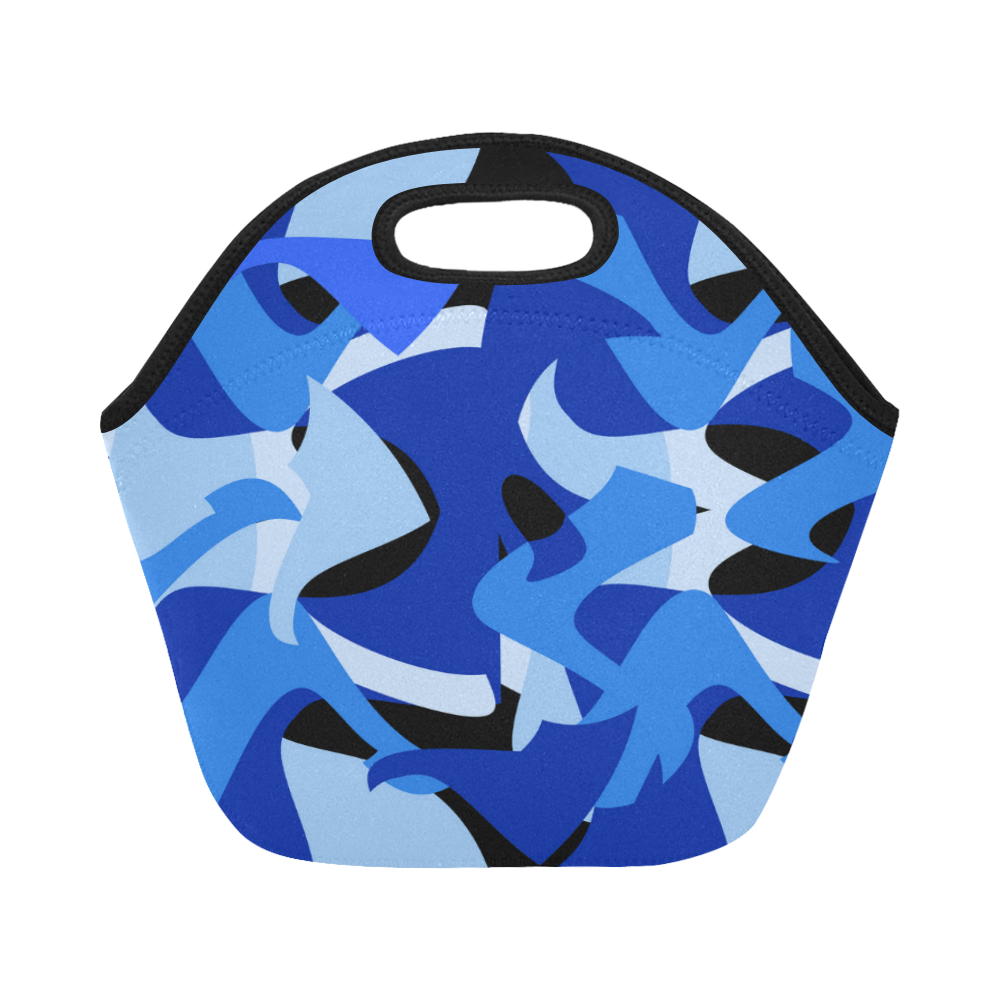 A201 Abstract Blue Camouflage Neoprene Lunch Bag/Small (Model 1669)