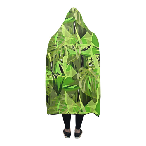Tropical Jungle Leaves Camouflage Hooded Blanket 80''x56''