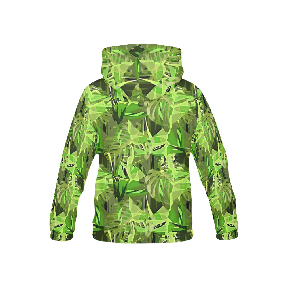 Tropical Jungle Leaves Camouflage All Over Print Hoodie for Kid (USA Size) (Model H13)