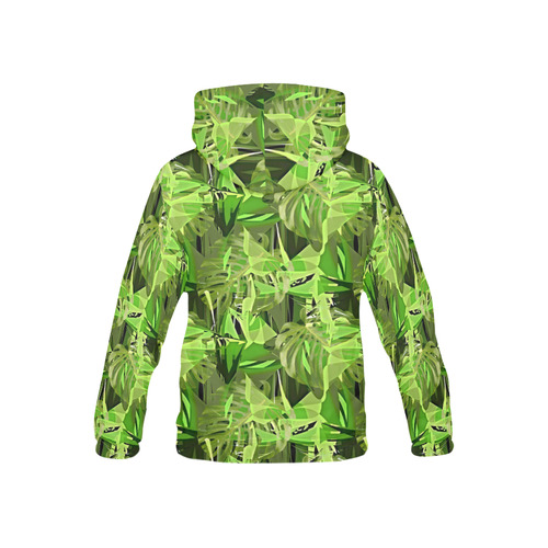 Tropical Jungle Leaves Camouflage All Over Print Hoodie for Kid (USA Size) (Model H13)