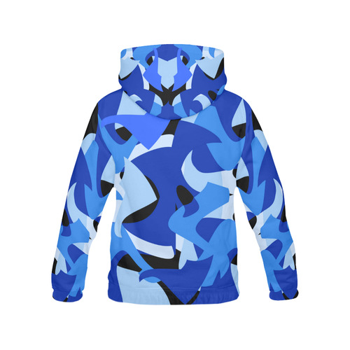A201 Abstract Blue Camouflage All Over Print Hoodie for Men/Large Size (USA Size) (Model H13)