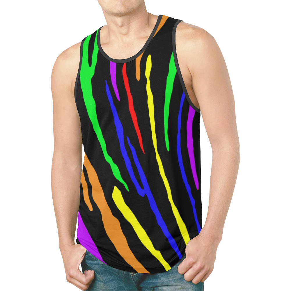 Rainbow Tiger Stripes New All Over Print Tank Top for Men (Model T46)
