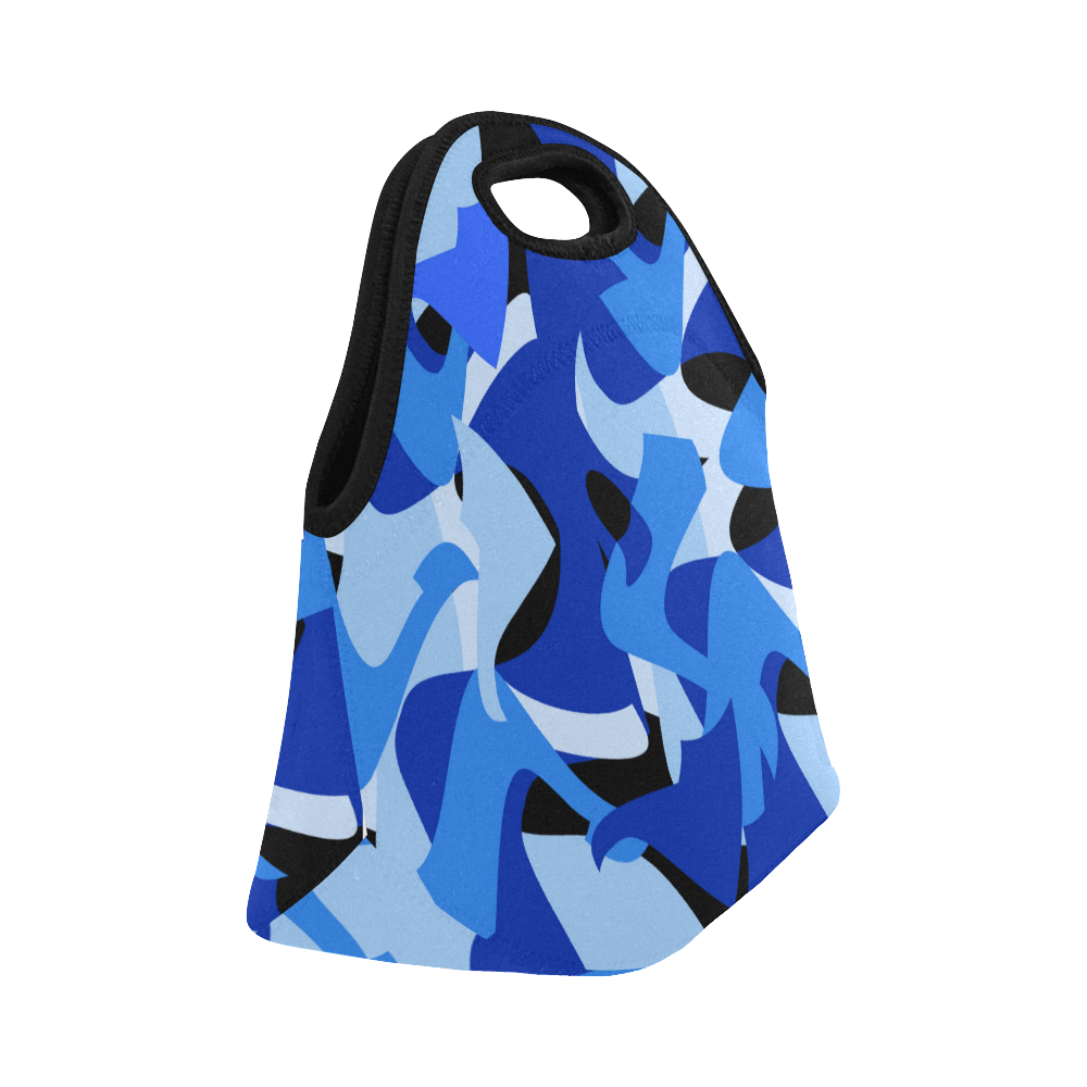 A201 Abstract Blue Camouflage Neoprene Lunch Bag/Small (Model 1669)