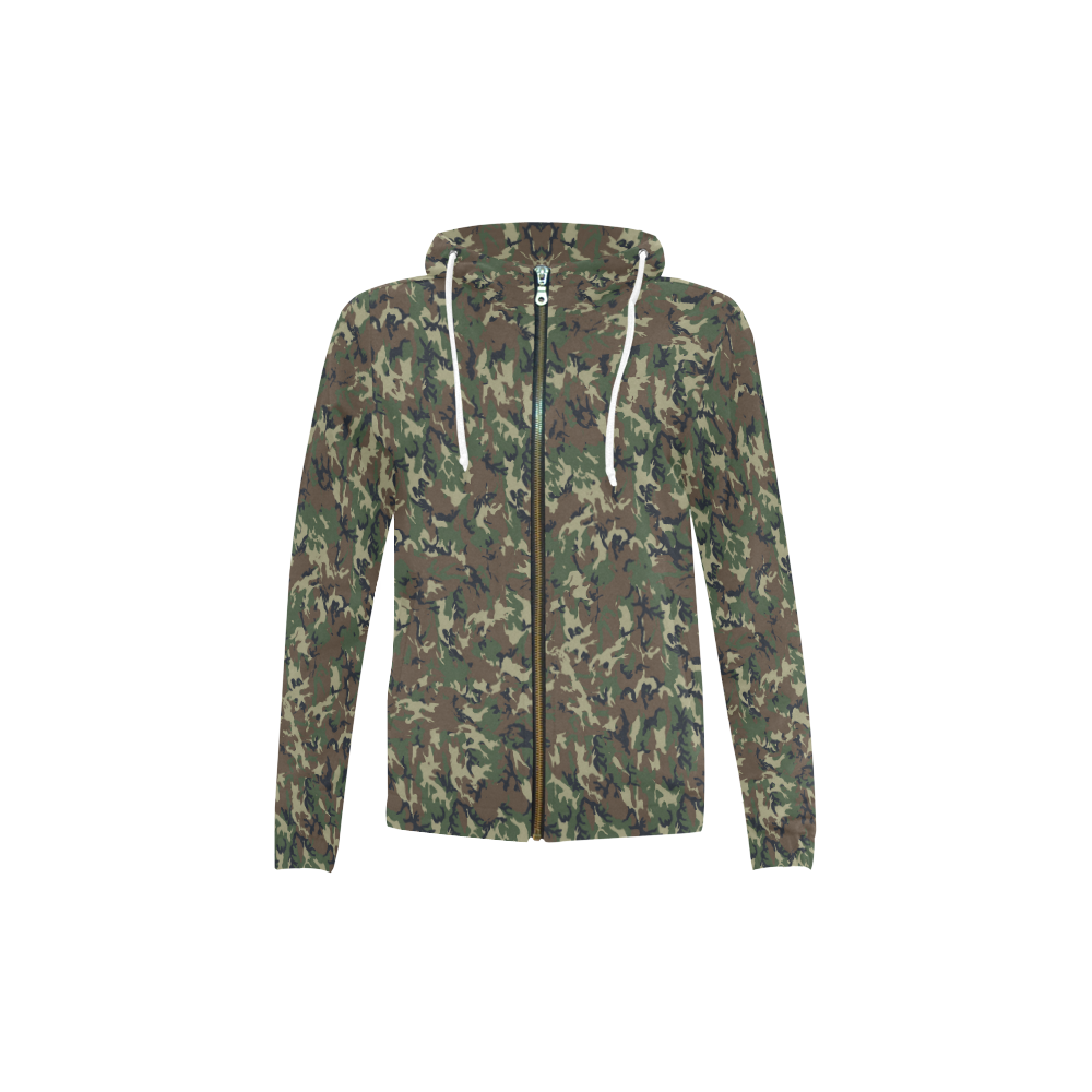 Forest Camouflage Pattern All Over Print Full Zip Hoodie for Kid (Model H14)