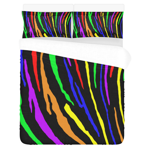 Rainbow Tiger Stripes 3-Piece Bedding Set