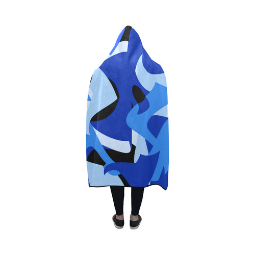 A201 Abstract Blues Hooded Blanket 50''x40''