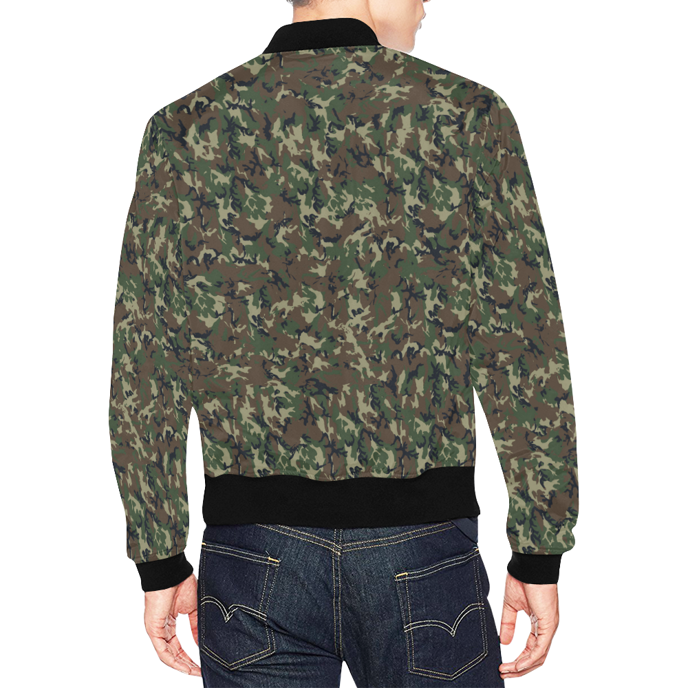 Forest Camouflage Pattern All Over Print Bomber Jacket for Men (Model H19)