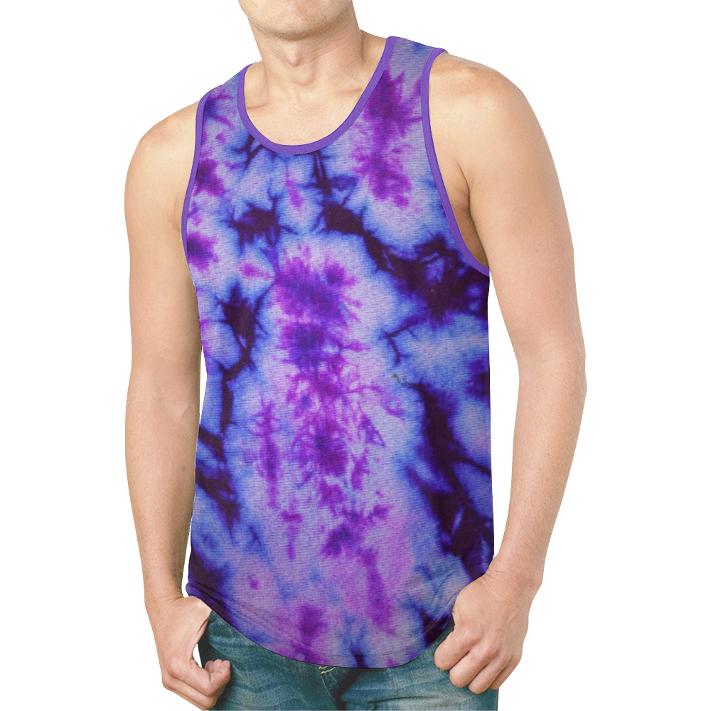 tie dye in blues and purple New All Over Print Tank Top for Men (Model T46)