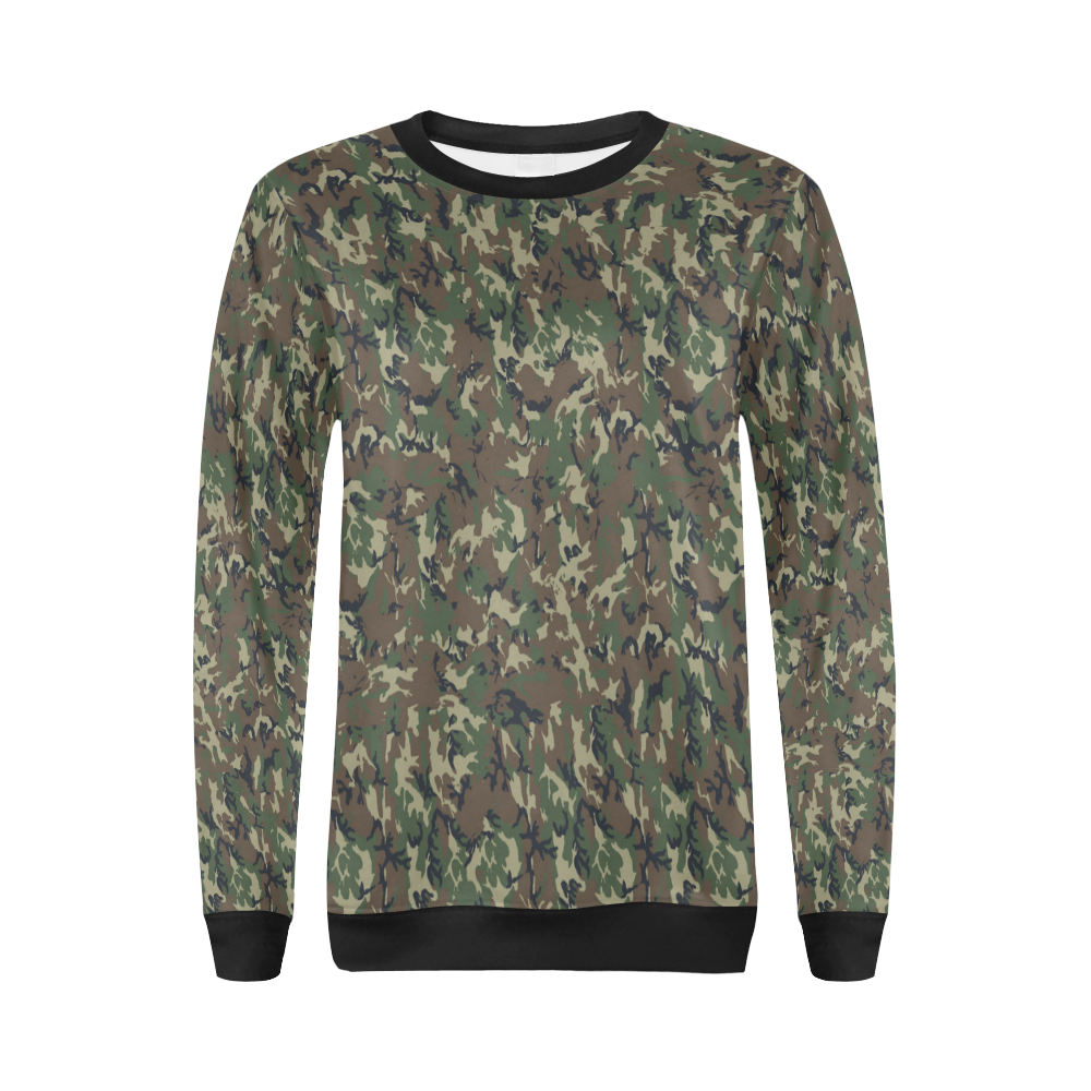 Forest Camouflage Pattern All Over Print Crewneck Sweatshirt for Women (Model H18)