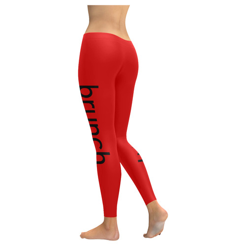 Womens Leggings Stretch Yoga Pants S, M, L, XL 2XL Red Brunch Breakfast Lunch Women's Low Rise Leggings (Invisible Stitch) (Model L05)