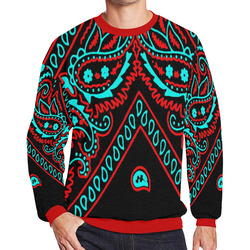 blue and red bandana version 2 Men's Oversized Fleece Crew Sweatshirt (Model H18)