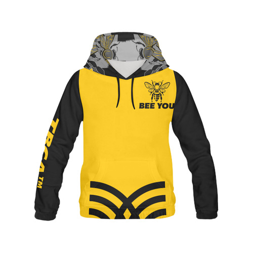 YELLOW TRIM BEE CONCEPT BLKYW All Over Print Hoodie for Men (USA Size) (Model H13)
