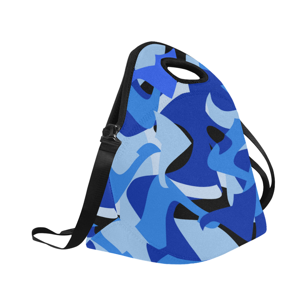 A201 Abstract Blue Camouflage Neoprene Lunch Bag/Large (Model 1669)