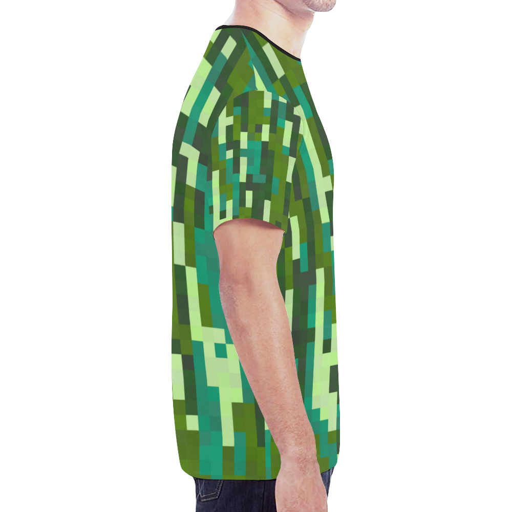 green and turquoise pixel art New All Over Print T-shirt for Men (Model T45)