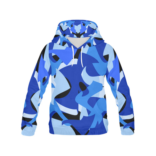 A201 Abstract Blue Camouflage All Over Print Hoodie for Men (USA Size) (Model H13)