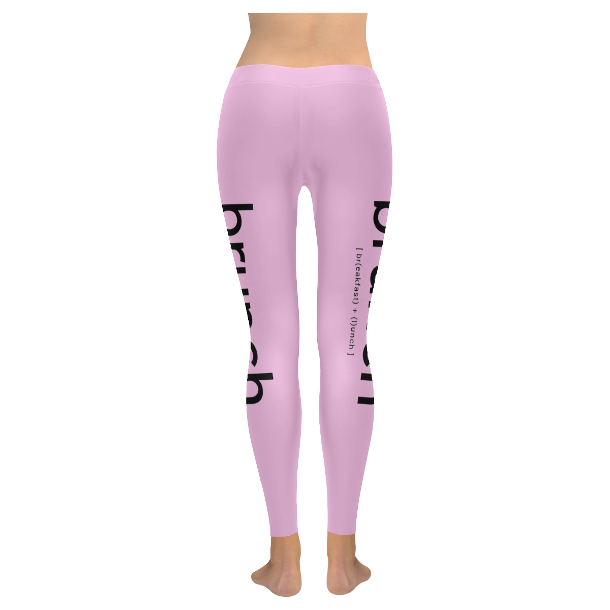 Womens Leggings Stretch Yoga Pants S, M, L, XL 2XL Brunch Breakfast Lunch Pink Women's Low Rise Leggings (Invisible Stitch) (Model L05)