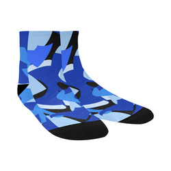 A201 Abstract Blue Camouflage Quarter Socks