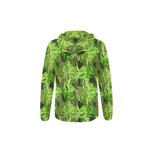Tropical Jungle Leaves Camouflage All Over Print Full Zip Hoodie for Kid (Model H14)