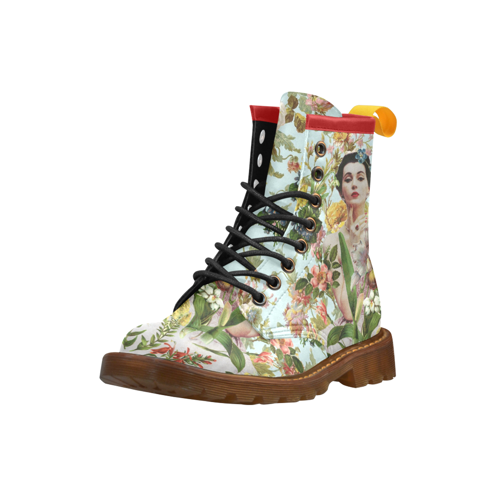 Flowers Abound High Grade PU Leather Martin Boots For Women Model 402H