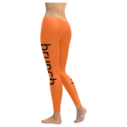 Womens Leggings Stretch Yoga Pants S, M, L, XL 2XL Brunch Breakfast Lunch Orange Women's Low Rise Leggings (Invisible Stitch) (Model L05)