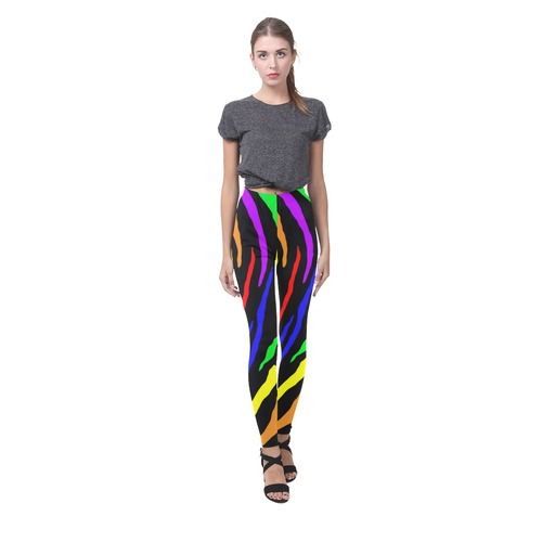 Rainbow Tiger Stripes Cassandra Women's Leggings (Model L01)