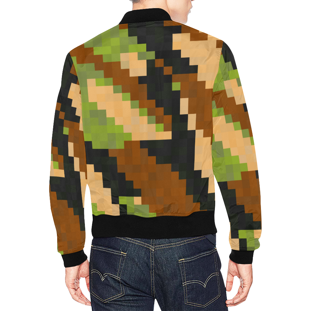 green camo abstract All Over Print Bomber Jacket for Men (Model H19)