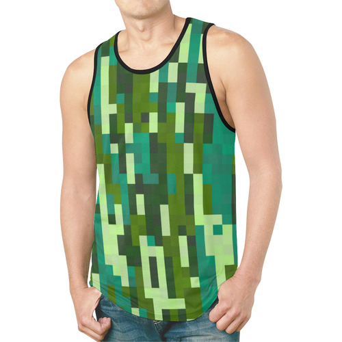green and turquoise pixel art New All Over Print Tank Top for Men (Model T46)