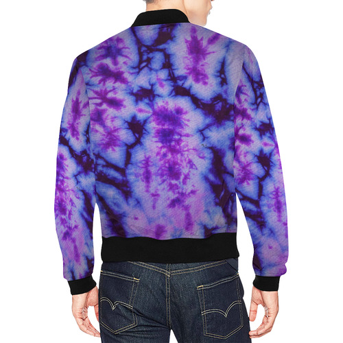 tie dye in blues and purple All Over Print Bomber Jacket for Men (Model H19)