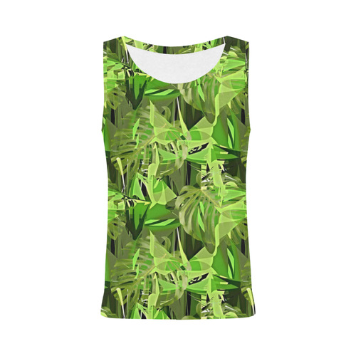 Tropical Jungle Leaves Camouflage All Over Print Tank Top for Women (Model T43)