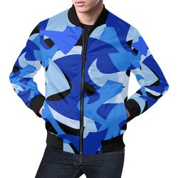 A201 Abstract Blue Camouflage All Over Print Bomber Jacket for Men (Model H19)