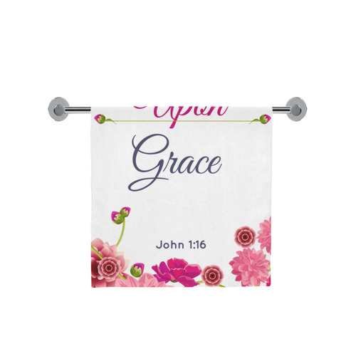 floral grace upon grace pinkflowers towel Bath Towel 30"x56"