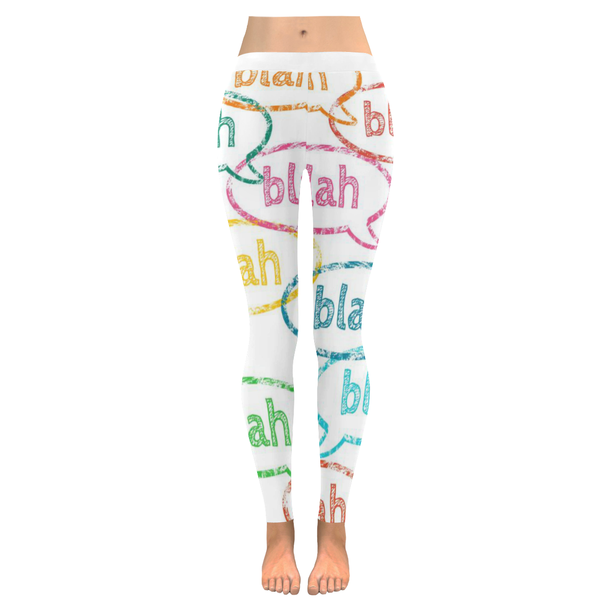 Womens Leggings Stretch Yoga Pants S, M, L, XL 2XL Multi-Colored Colorful Blah Blah Blah Women's Low Rise Leggings (Invisible Stitch) (Model L05)