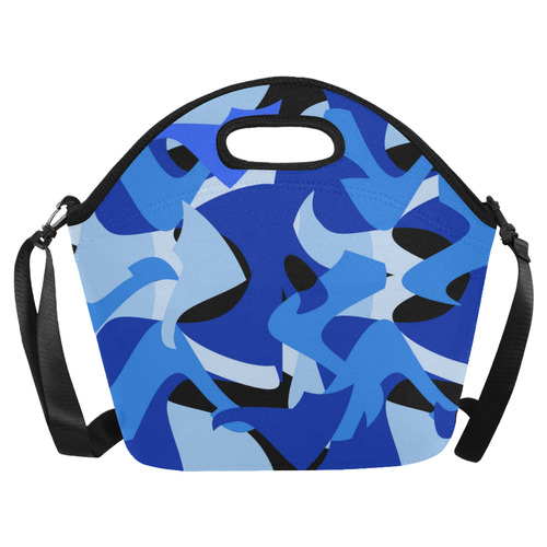 A201 Abstract Blue Camouflage Neoprene Lunch Bag/Large (Model 1669)