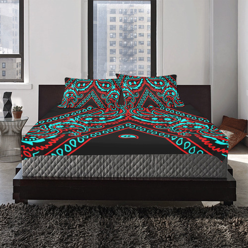 blue and red bandana version 2 3-Piece Bedding Set