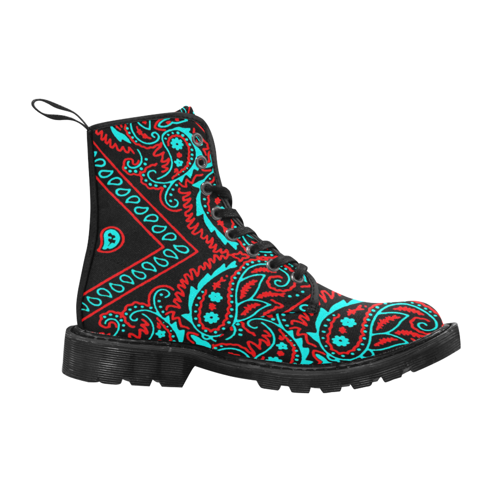 blue and red bandana version 2 Martin Boots for Men (Black) (Model 1203H)