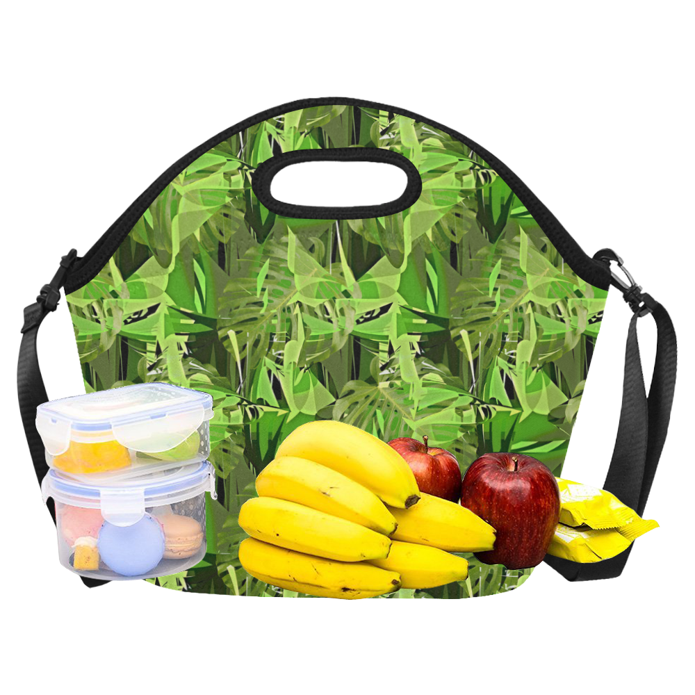 Tropical Jungle Leaves Neoprene Lunch Bag/Large (Model 1669)