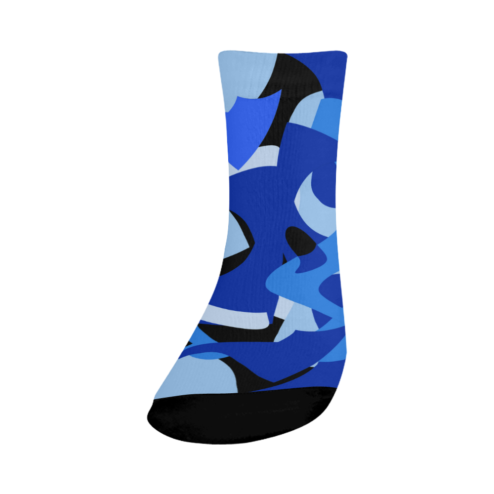 A201 Abstract Blue Camouflage Crew Socks