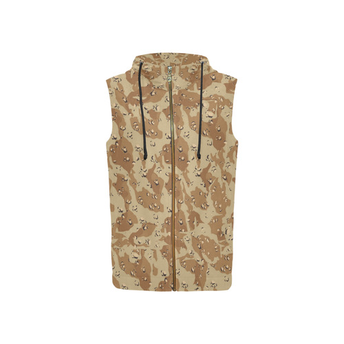 Desert Camouflage Pattern All Over Print Sleeveless Zip Up Hoodie for Women (Model H16)
