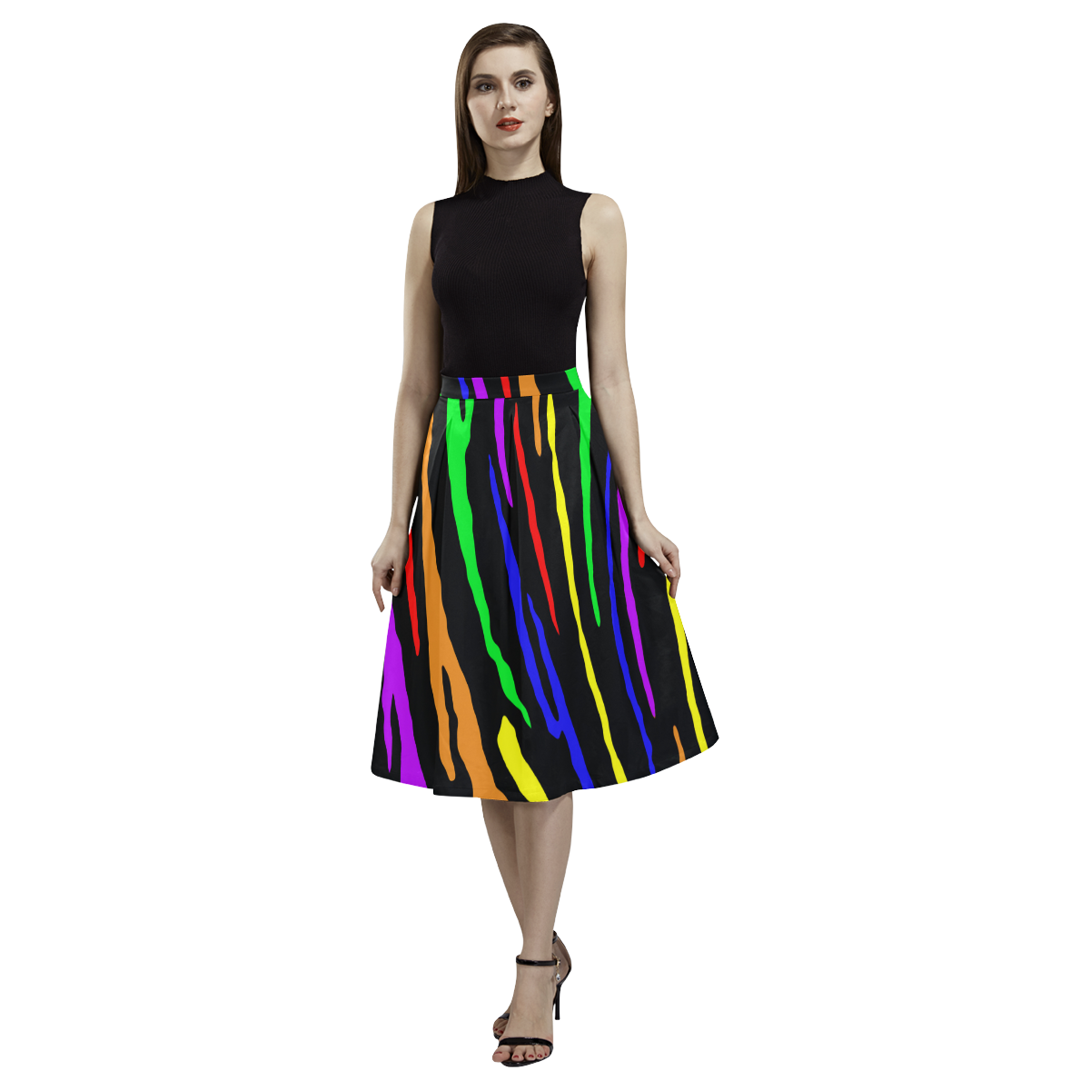 Rainbow Tiger Stripes Aoede Crepe Skirt (Model D16)