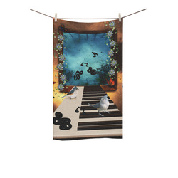Music, birds on a piano Custom Towel 16"x28"