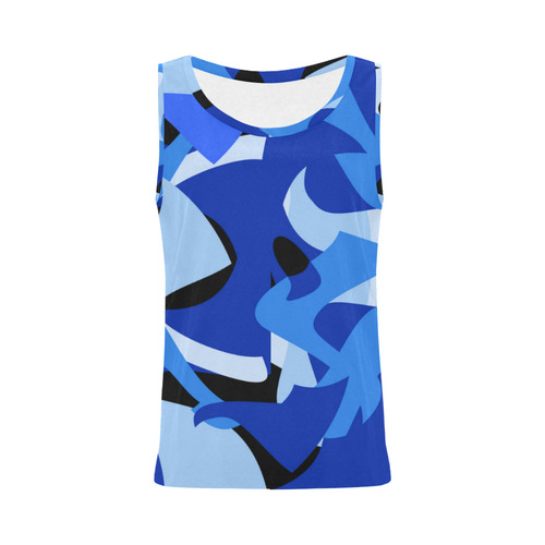 A201 Abstract Blue Camouflage All Over Print Tank Top for Women (Model T43)