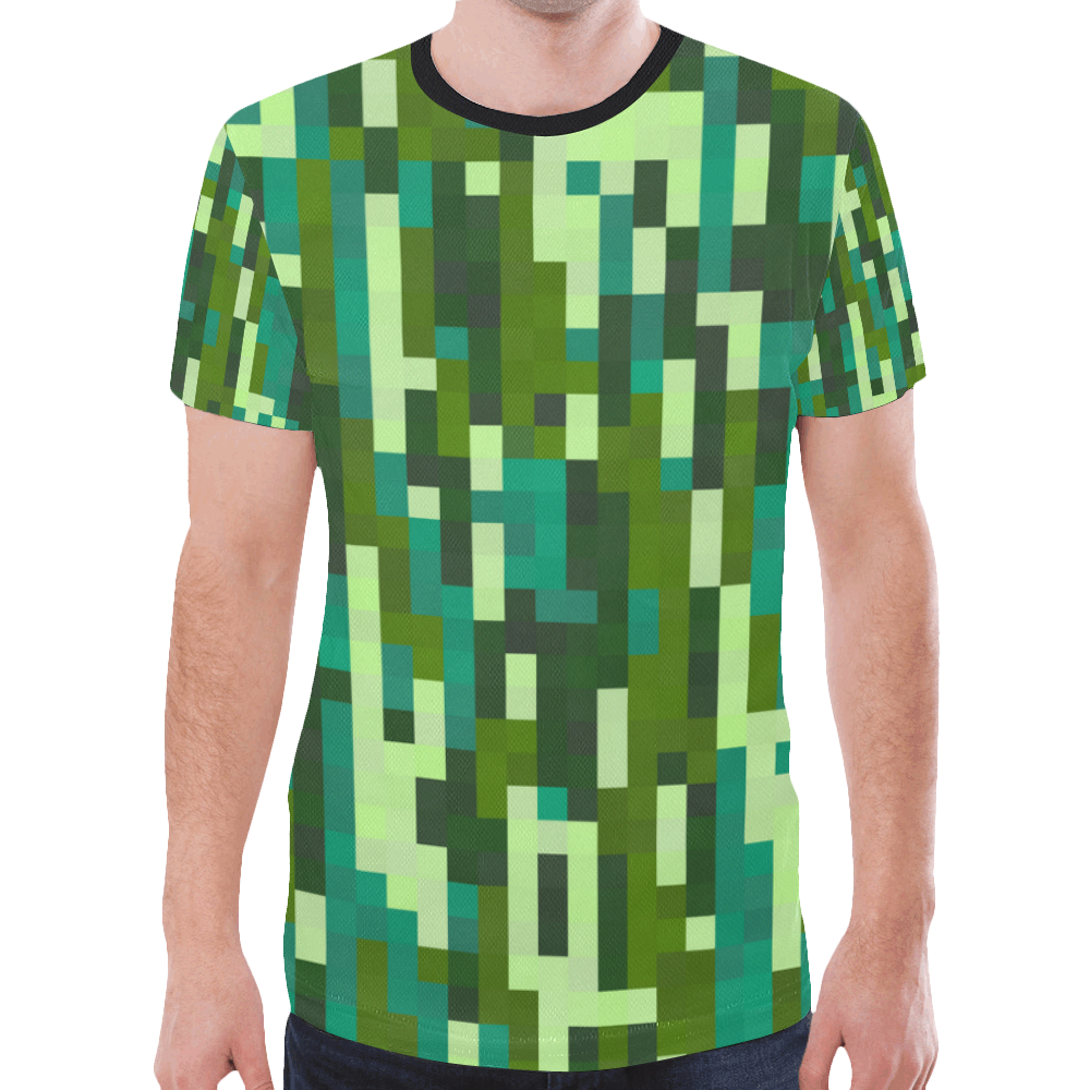 green and turquoise pixel art New All Over Print T-shirt for Men (Model T45)