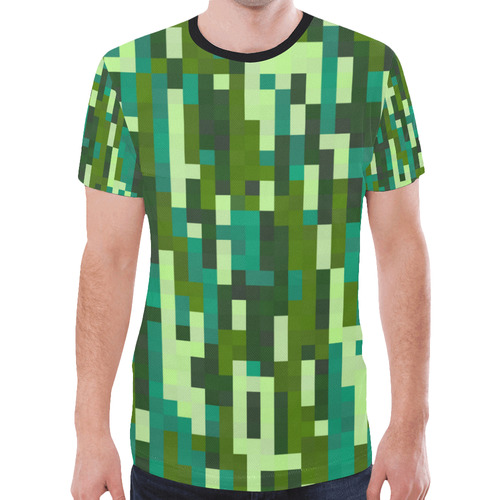 green and turquoise pixel art New All Over Print T-shirt for Men (Model T45)