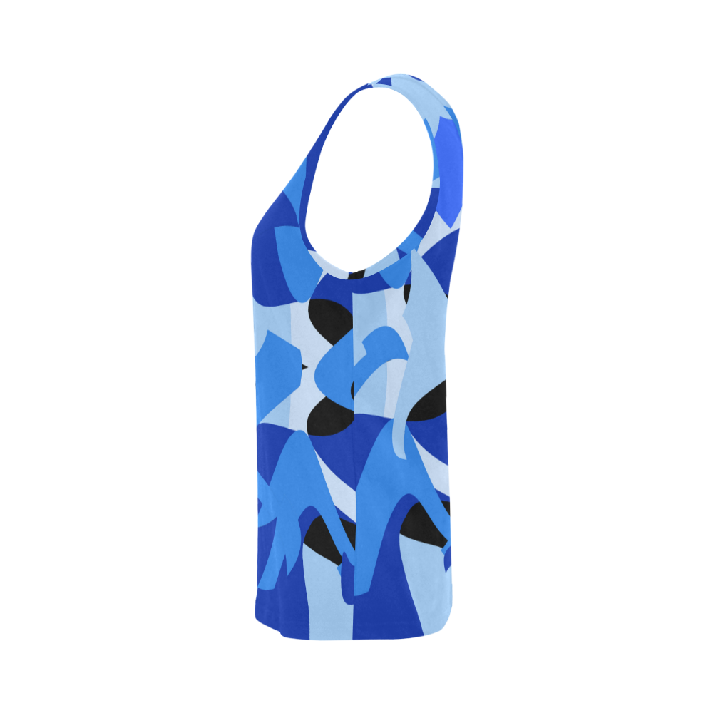 A201 Abstract Blue Camouflage All Over Print Tank Top for Women (Model T43)