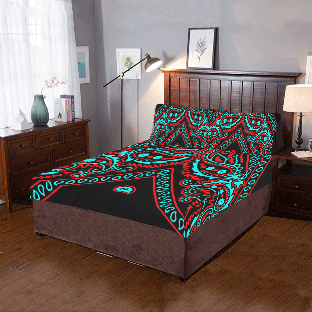 blue and red bandana version 2 3-Piece Bedding Set