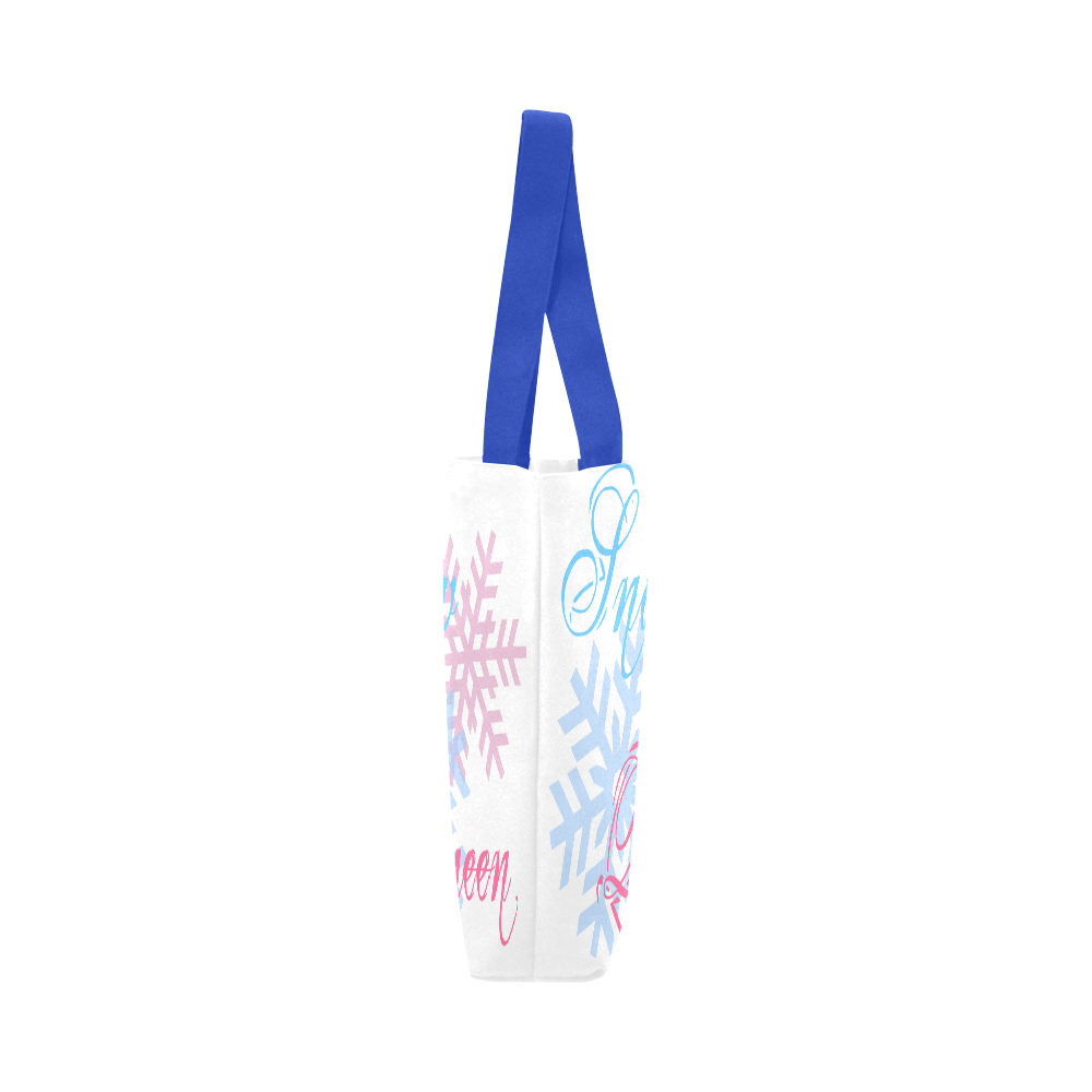 Snow Queen snowflake winter cool chic pink blue Canvas Tote Bag (Model 1657)